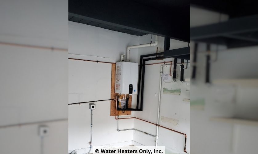 A newly installed tankless water heater